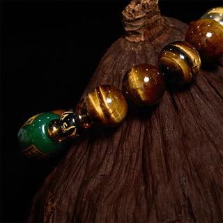 Buddha Gift Chinese Zodiac Tiger Eye White Crystal Courage Bracelet