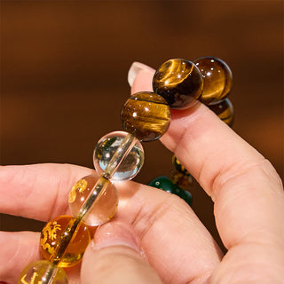 Buddha Gift Chinese Zodiac Tiger Eye White Crystal Courage Bracelet