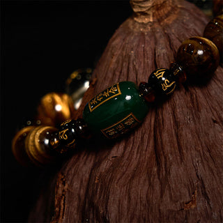 Buddha Gift Chinese Zodiac Tiger Eye White Crystal Courage Bracelet