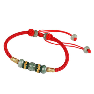 Buddha Gift Jade Abacus Bead Prosperity Red String Rope Bracelet