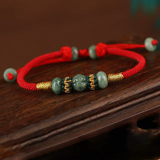 Buddha Gift Jade Abacus Bead Prosperity Red String Rope Bracelet