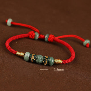 Buddha Gift Jade Abacus Bead Prosperity Red String Rope Bracelet