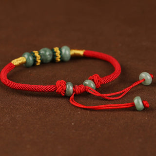 Buddha Gift Jade Abacus Bead Prosperity Red String Rope Bracelet