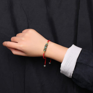Buddha Gift Jade Abacus Bead Prosperity Red String Rope Bracelet