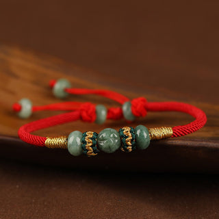 Buddha Gift Jade Abacus Bead Prosperity Red String Rope Bracelet