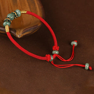 Buddha Gift Jade Abacus Bead Prosperity Red String Rope Bracelet