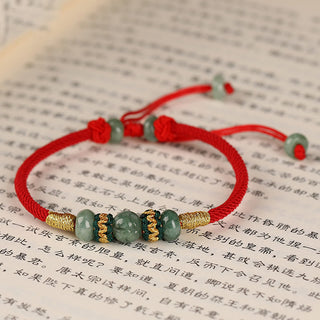 Buddha Gift Jade Abacus Bead Prosperity Red String Rope Bracelet