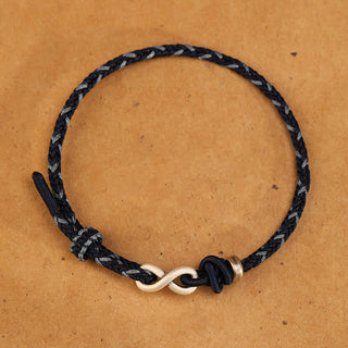 Buddha Gift Handmade 999 Sterling Silver Endless Knot Infinity Symbol Luck Rope Bracelet