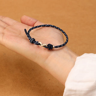 Buddha Gift Handmade 999 Sterling Silver Endless Knot Infinity Symbol Luck Rope Bracelet