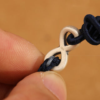 Buddha Gift Handmade 999 Sterling Silver Endless Knot Infinity Symbol Luck Rope Bracelet