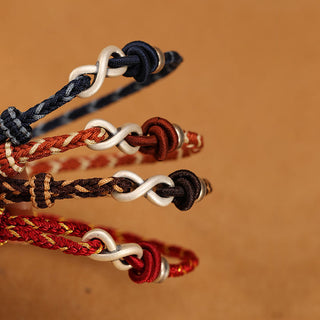 Buddha Gift Handmade 999 Sterling Silver Endless Knot Infinity Symbol Luck Rope Bracelet