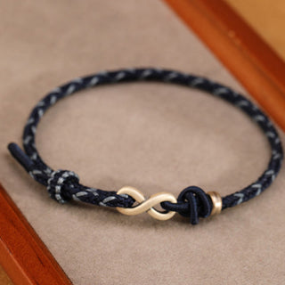 Buddha Gift Handmade 999 Sterling Silver Endless Knot Infinity Symbol Luck Rope Bracelet