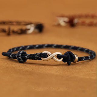 Buddha Gift Handmade 999 Sterling Silver Endless Knot Infinity Symbol Luck Rope Bracelet