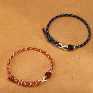 Buddha Gift Handmade 999 Sterling Silver Endless Knot Infinity Symbol Luck Rope Bracelet