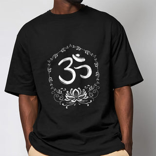 Buddha Gift OM Lotus Sketch Cotton Tee T-shirt
