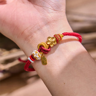 Buddha Gift Peach Blossom Happiness Charm Luck Red String Bracelet