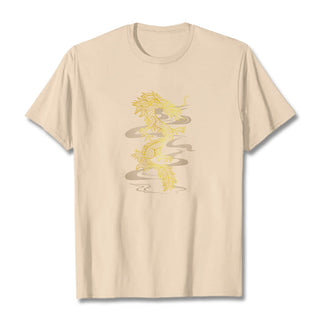 Buddha Gift Golden Dragon Cotton Tee T-shirt