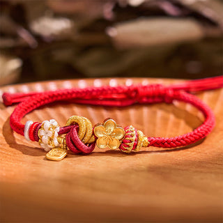 Buddha Gift Peach Blossom Happiness Charm Luck Red String Bracelet