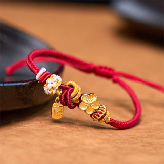 Buddha Gift Peach Blossom Happiness Charm Luck Red String Bracelet