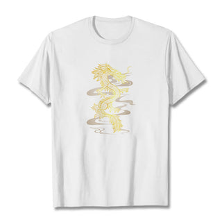 Buddha Gift Golden Dragon Cotton Tee T-shirt