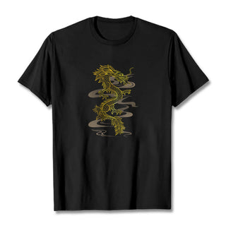 Buddha Gift Golden Dragon Cotton Tee T-shirt