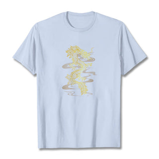 Buddha Gift Golden Dragon Cotton Tee T-shirt