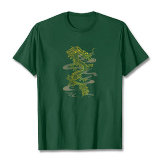 Buddha Gift Golden Dragon Cotton Tee T-shirt