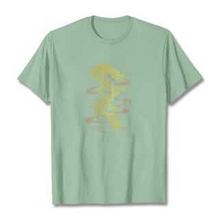Buddha Gift Golden Dragon Cotton Tee T-shirt
