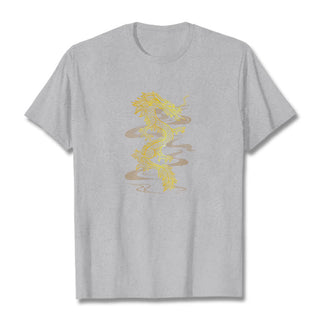 Buddha Gift Golden Dragon Cotton Tee T-shirt