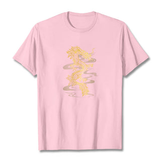 Buddha Gift Golden Dragon Cotton Tee T-shirt