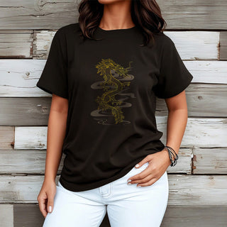 Buddha Gift Golden Dragon Cotton Tee T-shirt