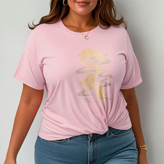Buddha Gift Golden Dragon Cotton Tee T-shirt