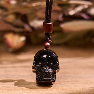Buddha Gift Black Obsidian String Skeleton Fulfilment Necklace Pendant