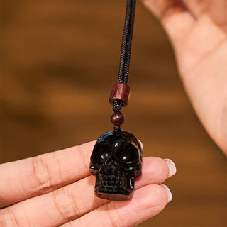 Buddha Gift Black Obsidian String Skeleton Fulfilment Necklace Pendant