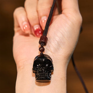 Buddha Gift Black Obsidian String Skeleton Fulfilment Necklace Pendant