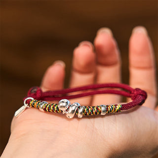 Buddha Gift 999 Sterling Silver Year Of Snake Red String Happiness Protection Braided Bracelet