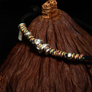 Buddha Gift 999 Sterling Silver Year Of Snake Red String Happiness Protection Braided Bracelet