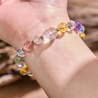 Buddha Gift PiXiu White Crystal Citrine Green Strawberry Quartz Amethyst Luck Bracelet