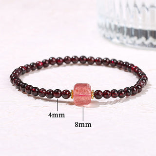 Buddha Gift Garnet Cinnabar PiXiu Strawberry Quartz Square Bead Protection Bracelet