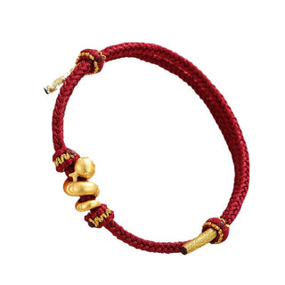 Buddha Gift Handmade 999 Sterling Silver Golden Year Of Snake Red String Protection Braided Bracelet