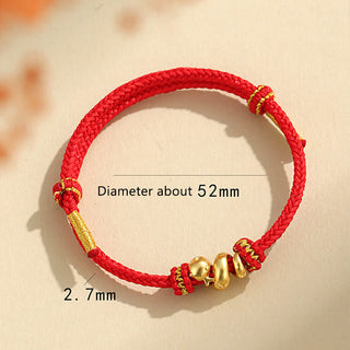Buddha Gift Handmade 999 Sterling Silver Golden Year Of Snake Red String Protection Braided Bracelet