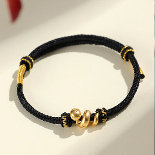 Buddha Gift Handmade 999 Sterling Silver Golden Year Of Snake Red String Protection Braided Bracelet