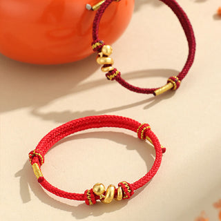 Buddha Gift Handmade 999 Sterling Silver Golden Year Of Snake Red String Protection Braided Bracelet