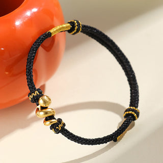 Buddha Gift Handmade 999 Sterling Silver Golden Year Of Snake Red String Protection Braided Bracelet