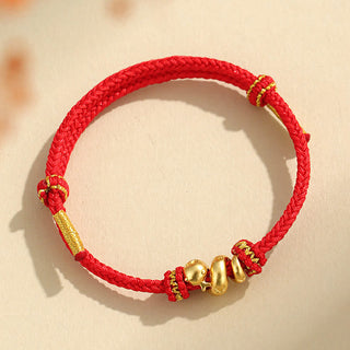 Buddha Gift Handmade 999 Sterling Silver Golden Year Of Snake Red String Protection Braided Bracelet