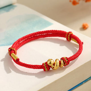 Buddha Gift Handmade 999 Sterling Silver Golden Year Of Snake Red String Protection Braided Bracelet