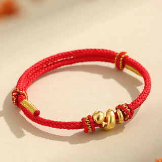 Buddha Gift Handmade 999 Sterling Silver Golden Year Of Snake Red String Protection Braided Bracelet
