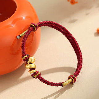 Buddha Gift Handmade 999 Sterling Silver Golden Year Of Snake Red String Protection Braided Bracelet