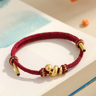Buddha Gift Handmade 999 Sterling Silver Golden Year Of Snake Red String Protection Braided Bracelet