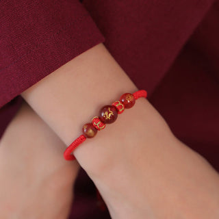 Buddha Gift Handmade Red Agate Chinese Zodiac Red String Braided Protection Bracelet